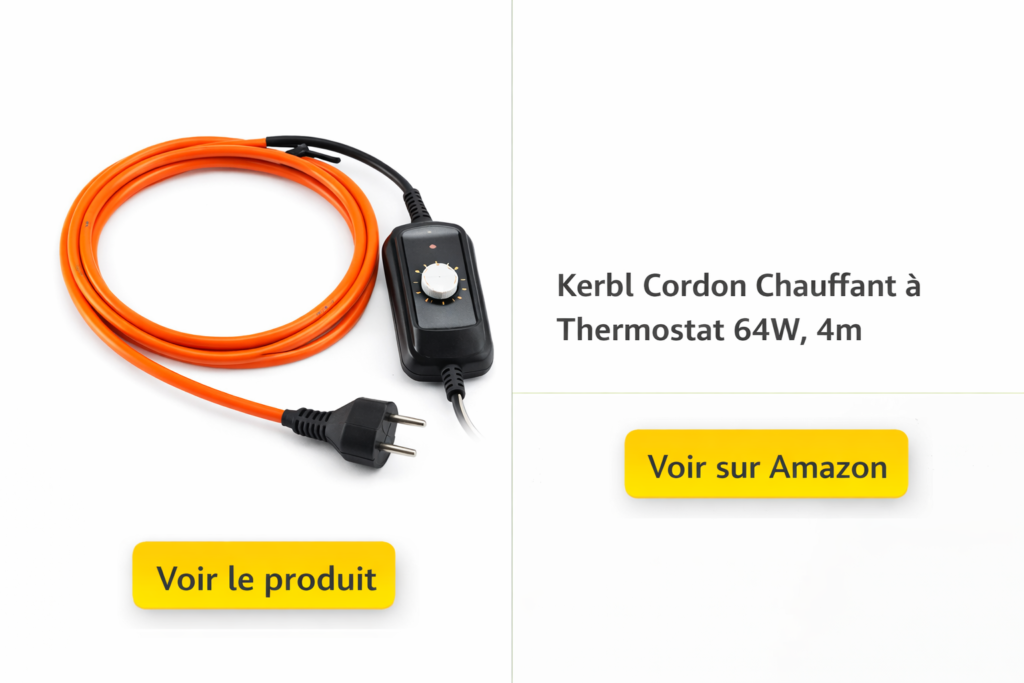 Kerbl Cordon Chauffant à Thermostat 64W, 4m