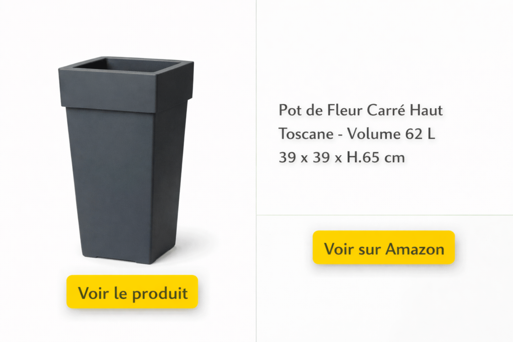 Pot de Fleur Carré Haut Toscane - Volume 62 L - 39 x 39 x H.65 cm