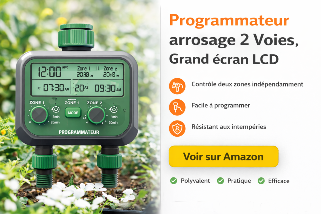 programmateur arrosage 2 Voies, Grand écran LCD