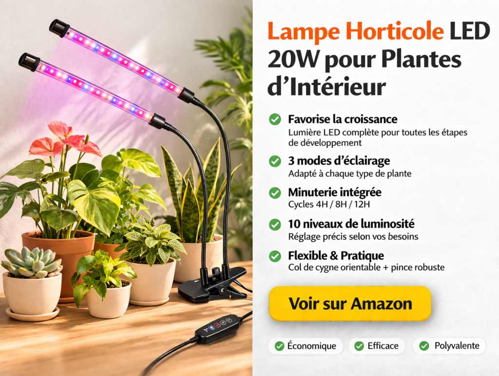 Lampe Horticole LED 20W pour Plantes d'Intérieur,