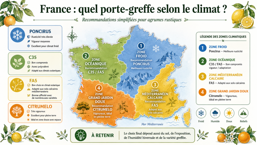 Choisir un porte-greffe agrume selon le climat en France