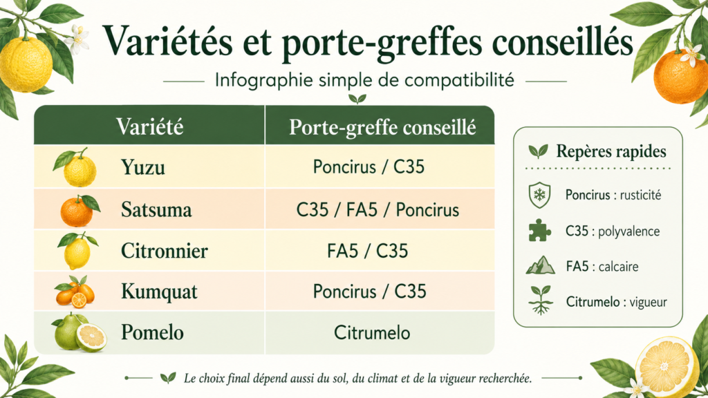 Meilleur porte-greffe pour yuzu satsuma citronnier kumquat pomelo