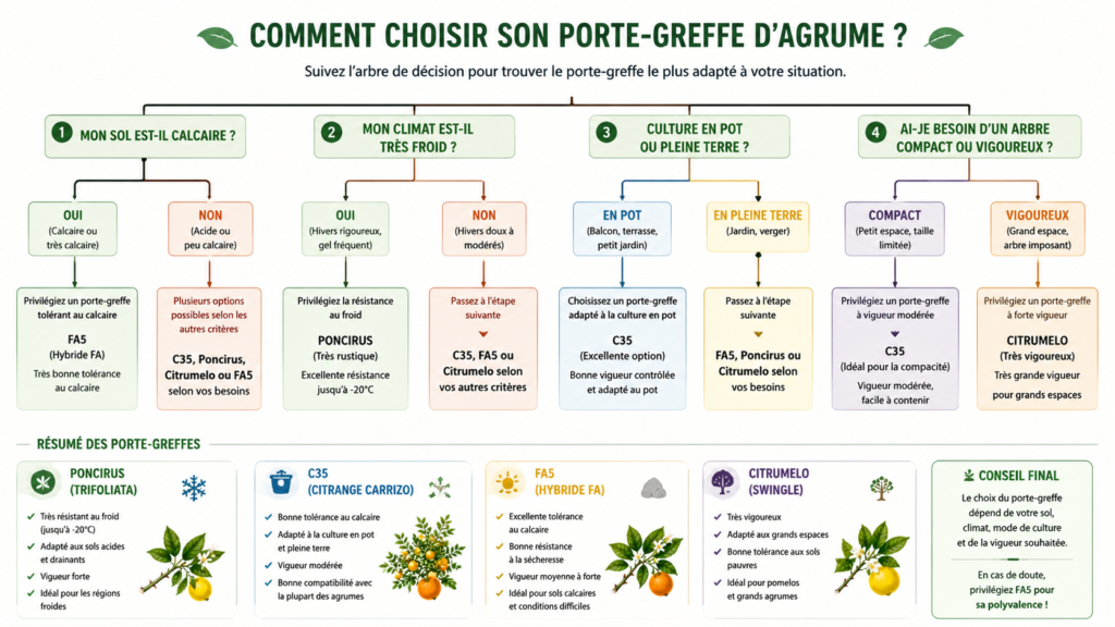 Arbre de décision pour choisir un porte-greffe agrume