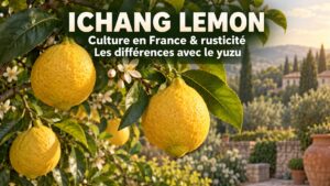Illustration IA : Ichang lemon, culture en France, rusticité et différences avec le yuzu