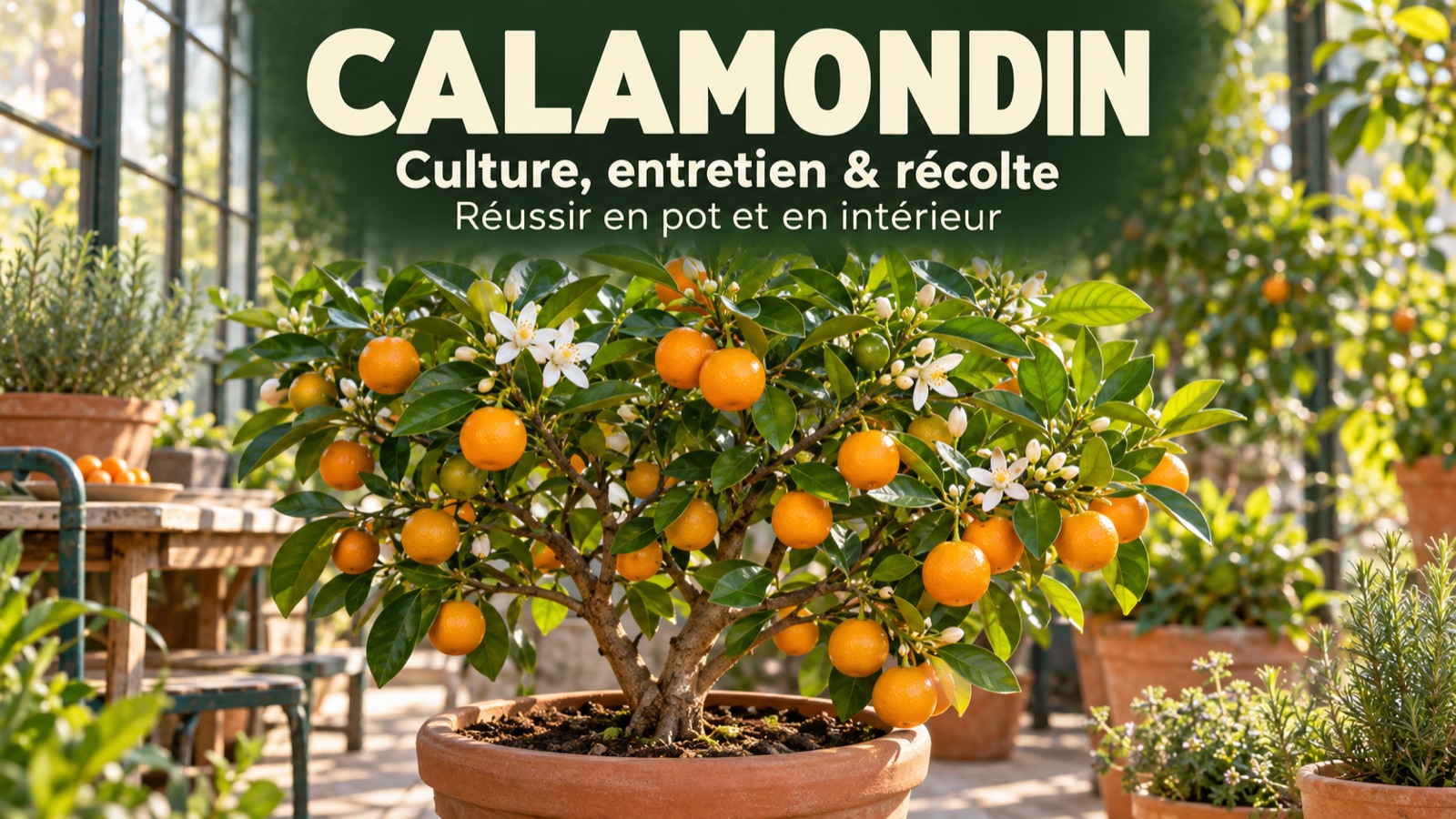 Illustration IA : Calamondin, culture, entretien et récolte en pot et en intérieur.