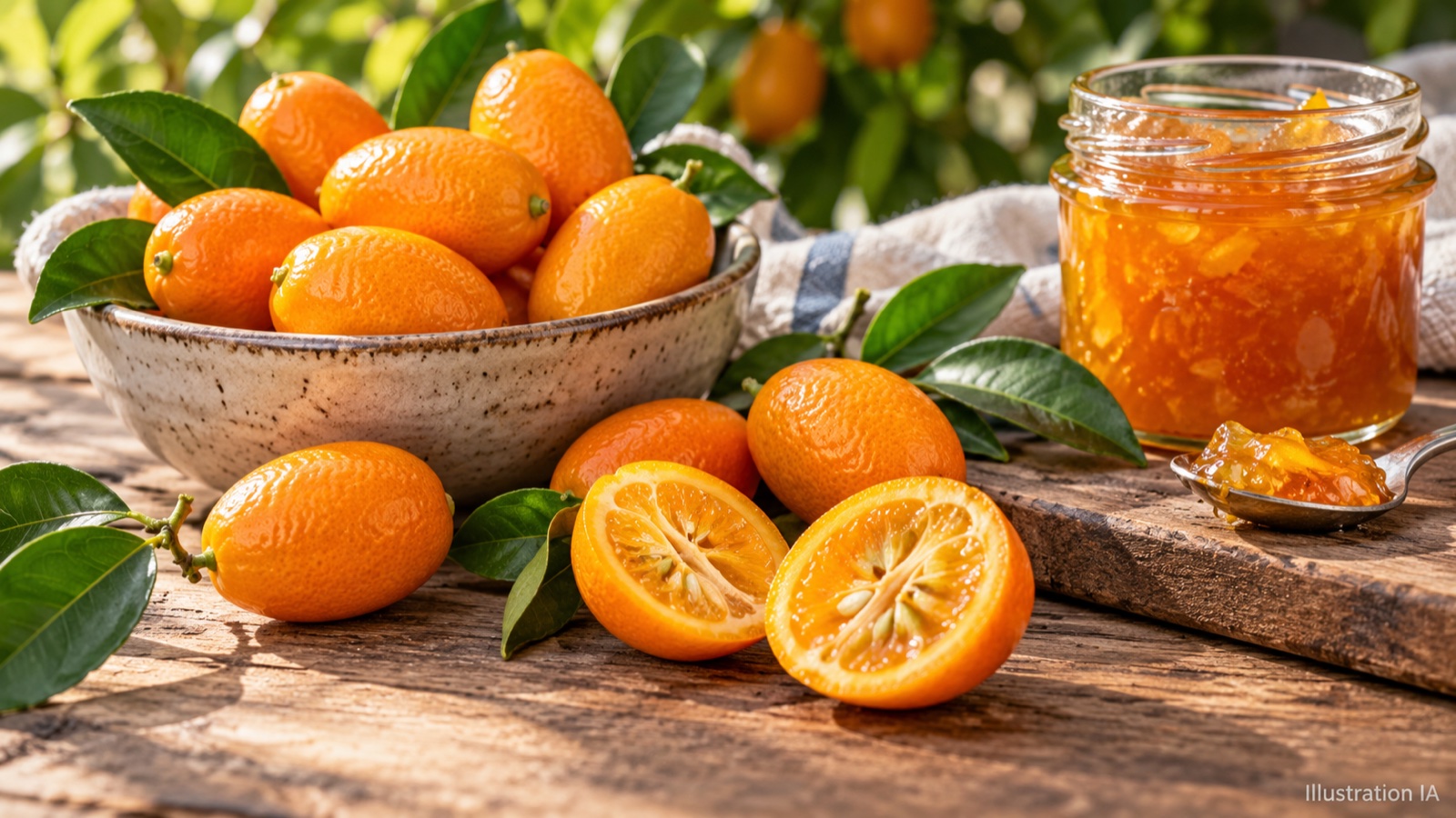 Petits fruits orange et évocation de marmelade — illustration IA